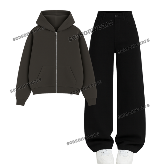 Black Wide Leg Jeans With Zipper