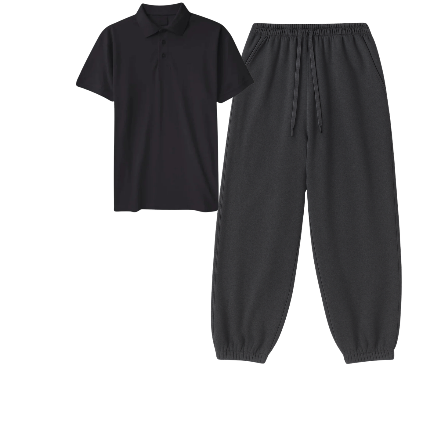 Polo With Charcoalgrey Sweatpant