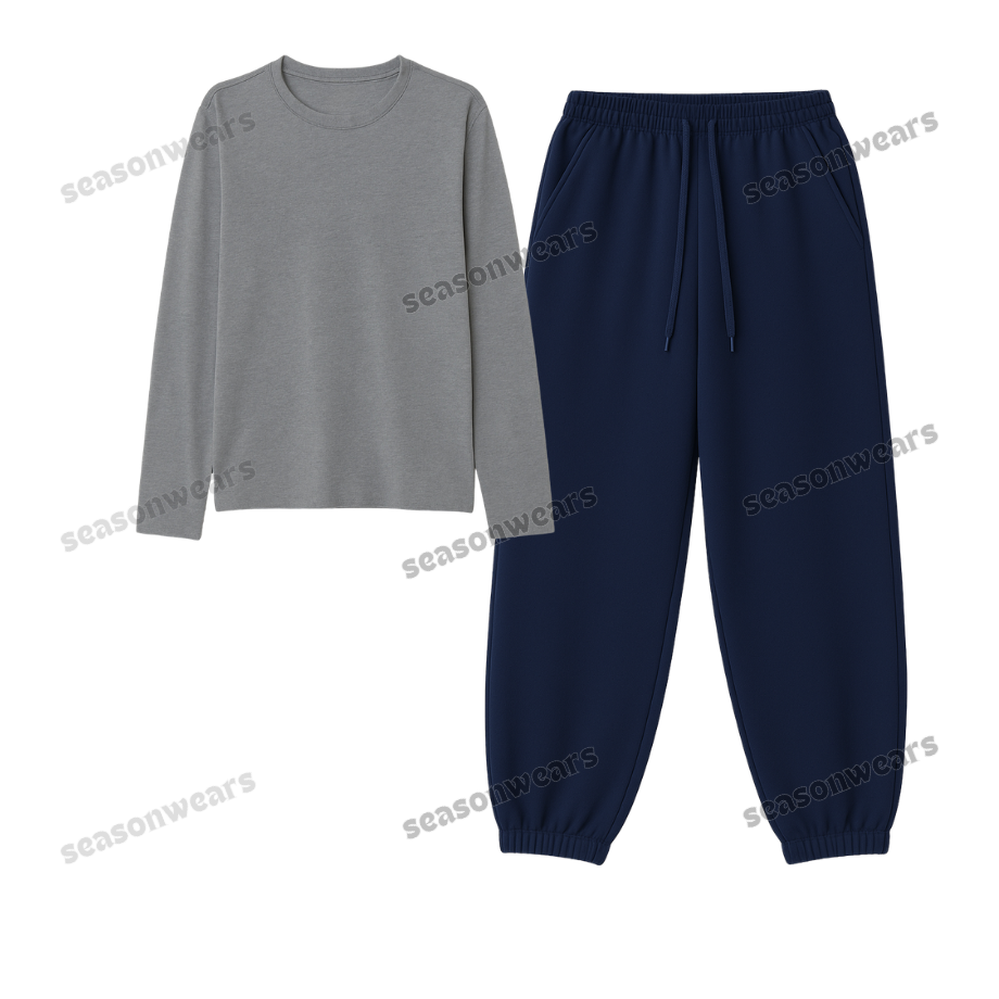 Full Sleeves Tee With Navyblue Sweatpant