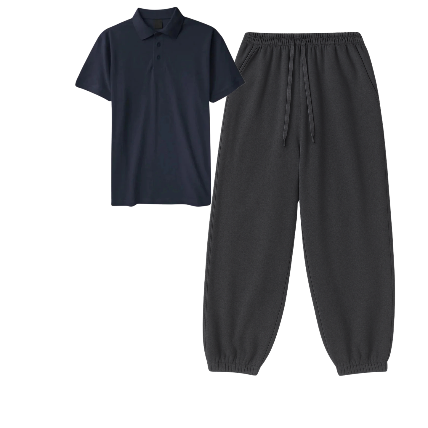 Polo With Charcoalgrey Sweatpant
