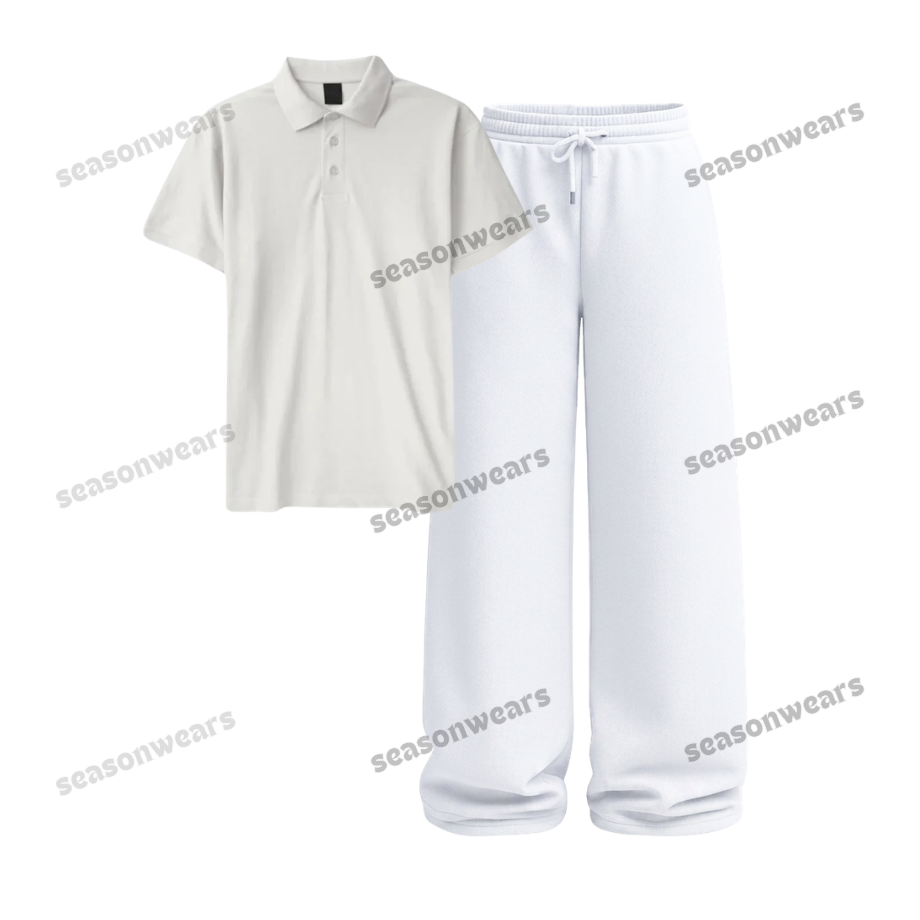Polo With White Wide Leg Trouser