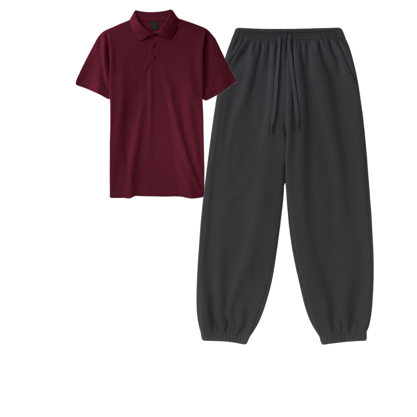 Polo With Charcoalgrey Sweatpant