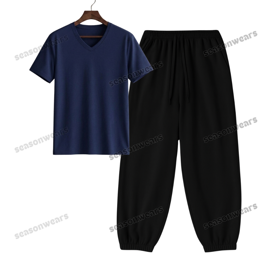 V-Neck Tee With Black Sweatpant