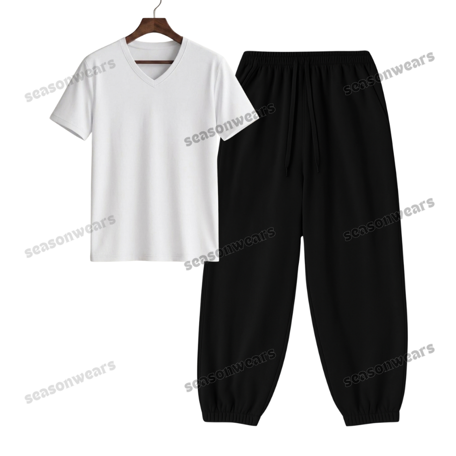 V-Neck Tee With Black Sweatpant