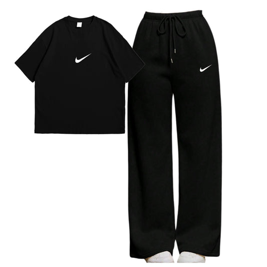 Strikn Oversize Tee With Black Straight Leg Trouser