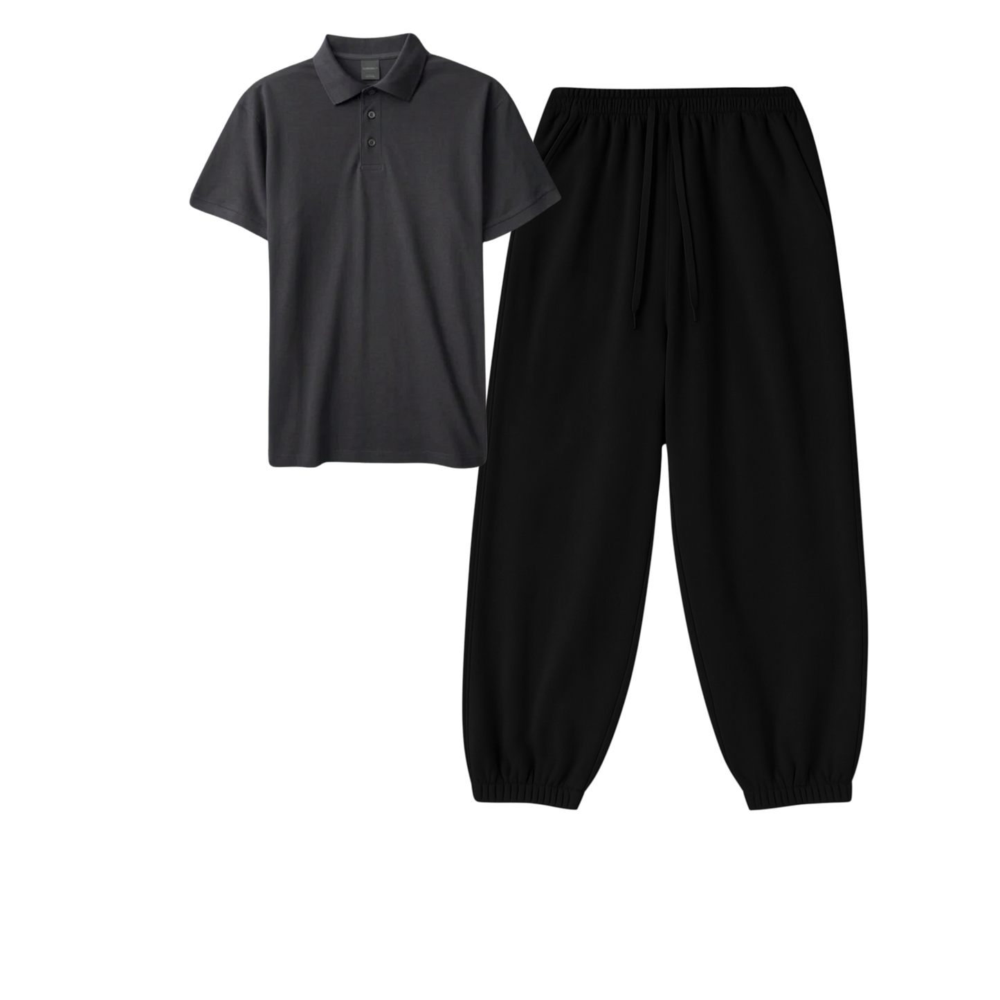 Polo With Black Sweatpant