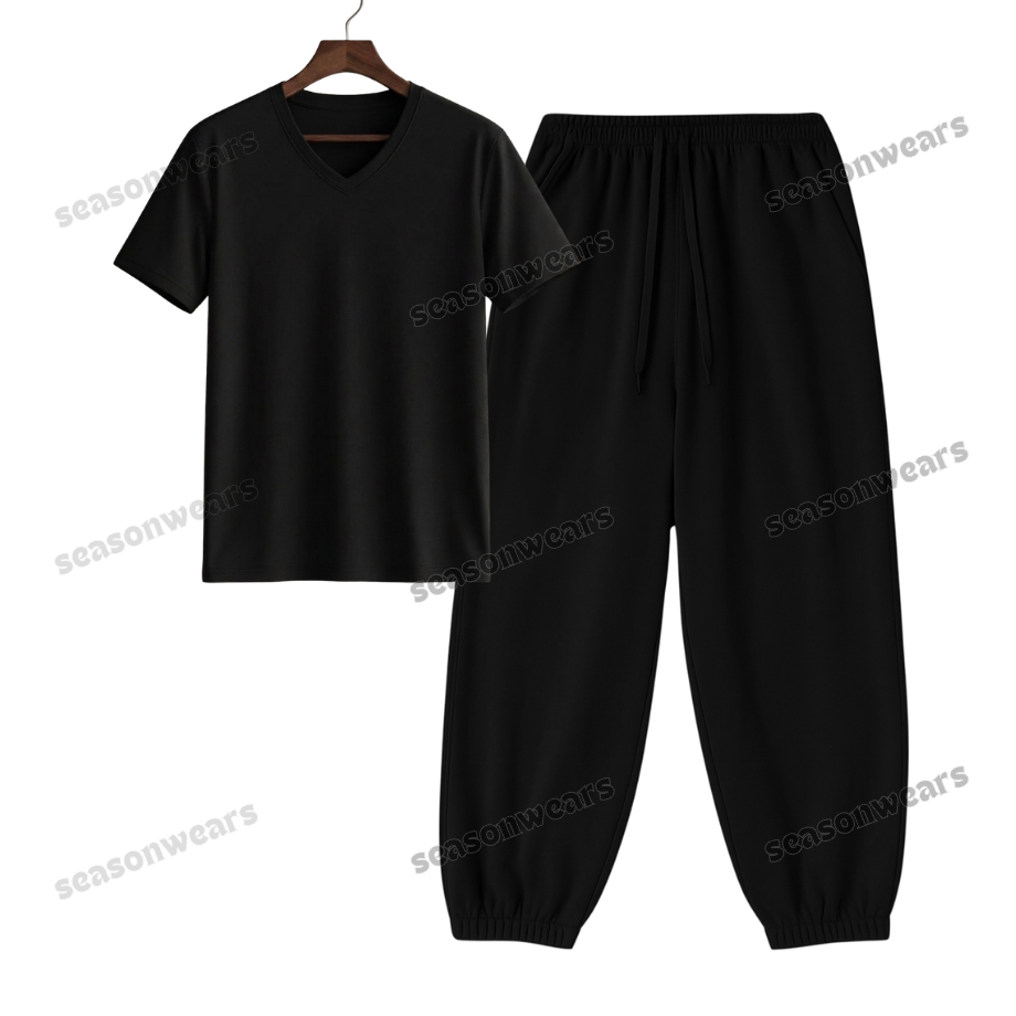 V-Neck Tee With Black Sweatpant
