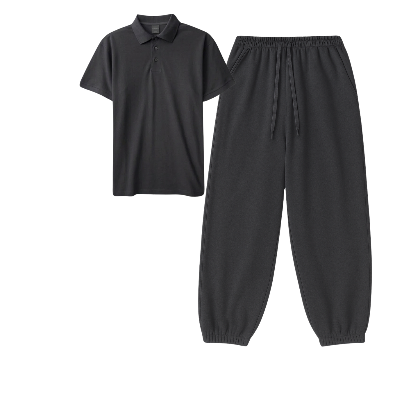 Polo With Charcoalgrey Sweatpant