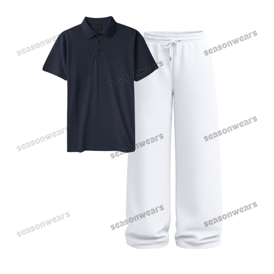 Polo With White Wide Leg Trouser