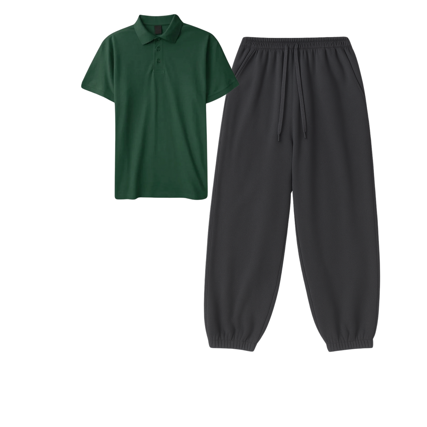 Polo With Charcoalgrey Sweatpant