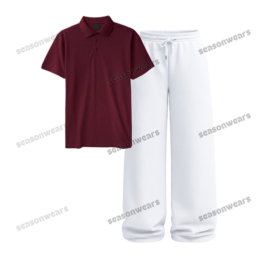 Polo With White Wide Leg Trouser