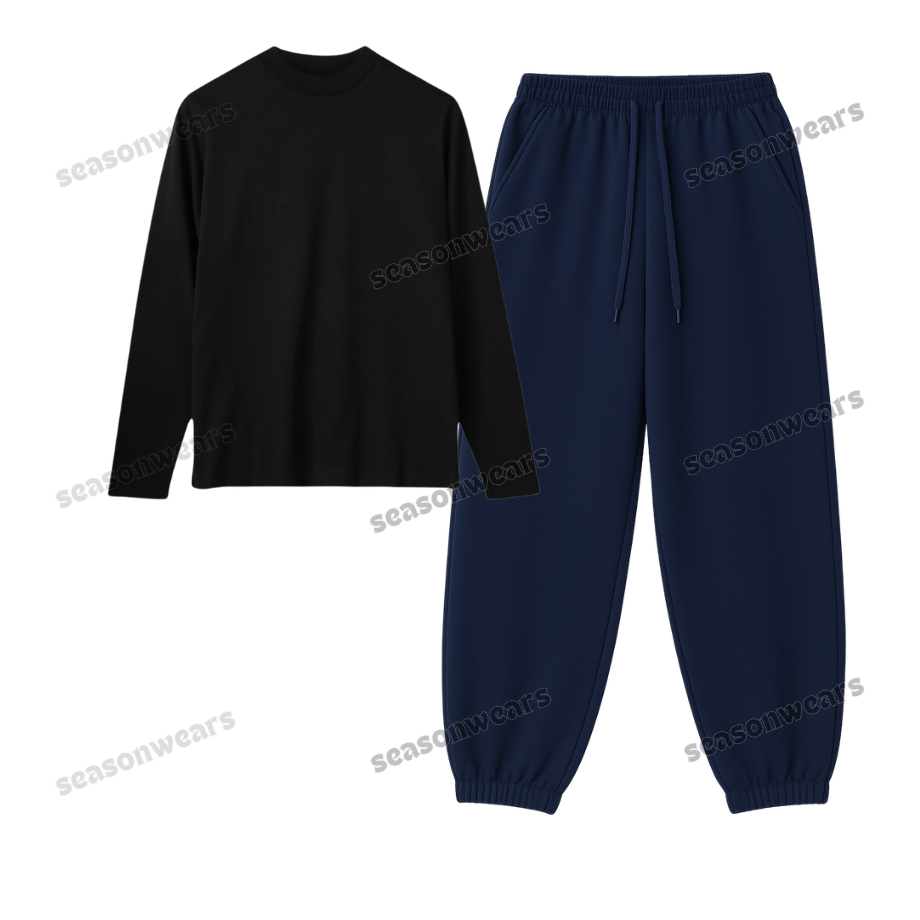 Full Sleeves Tee With Navyblue Sweatpant