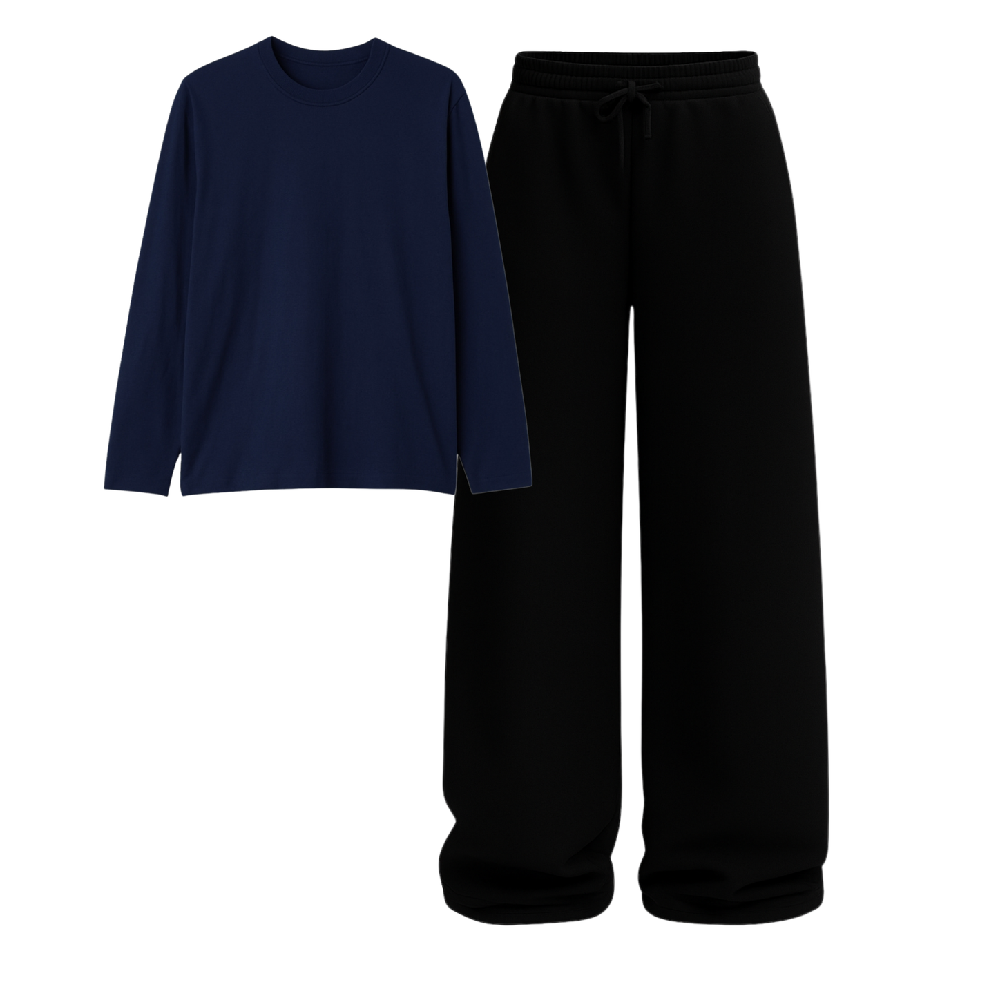 Full Sleeves Tee With Black Wide Leg Trouser