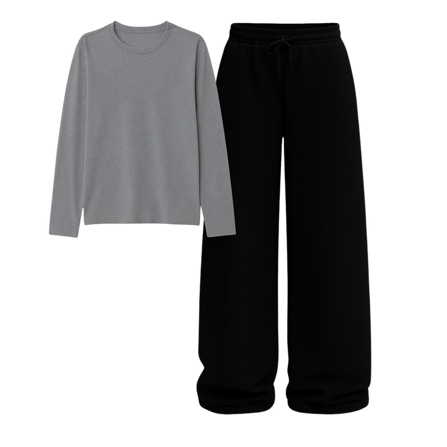 Full Sleeves Tee With Black Wide Leg Trouser