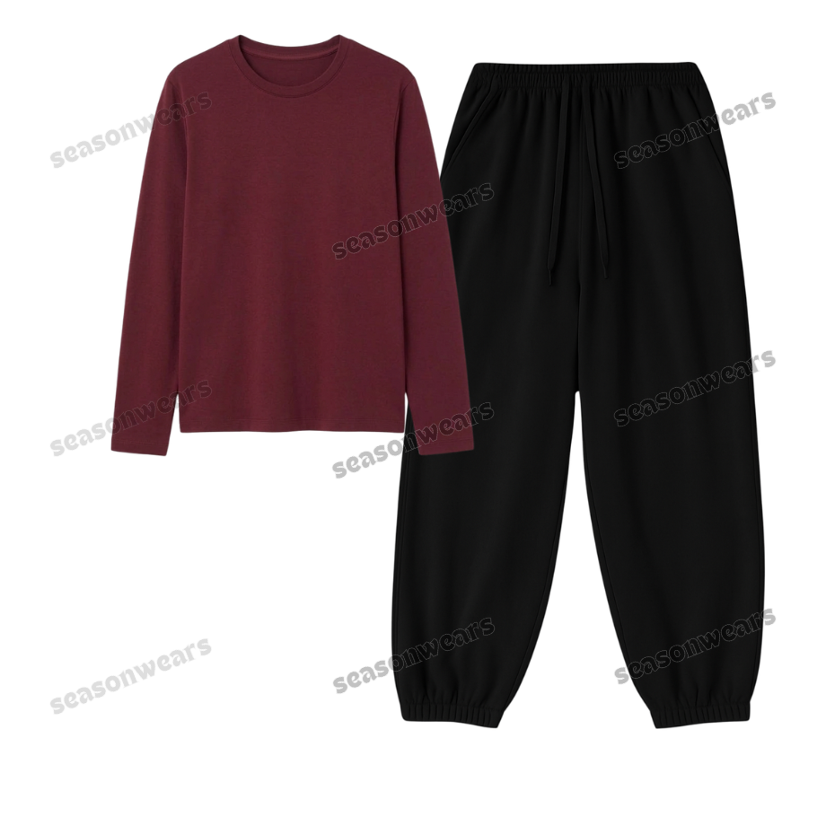 Full Sleeves Tee With Black Sweatpant