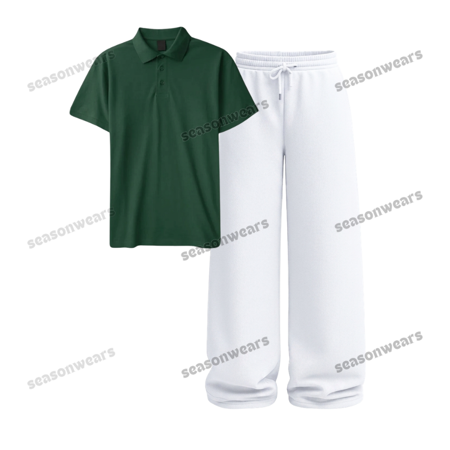 Polo With White Wide Leg Trouser
