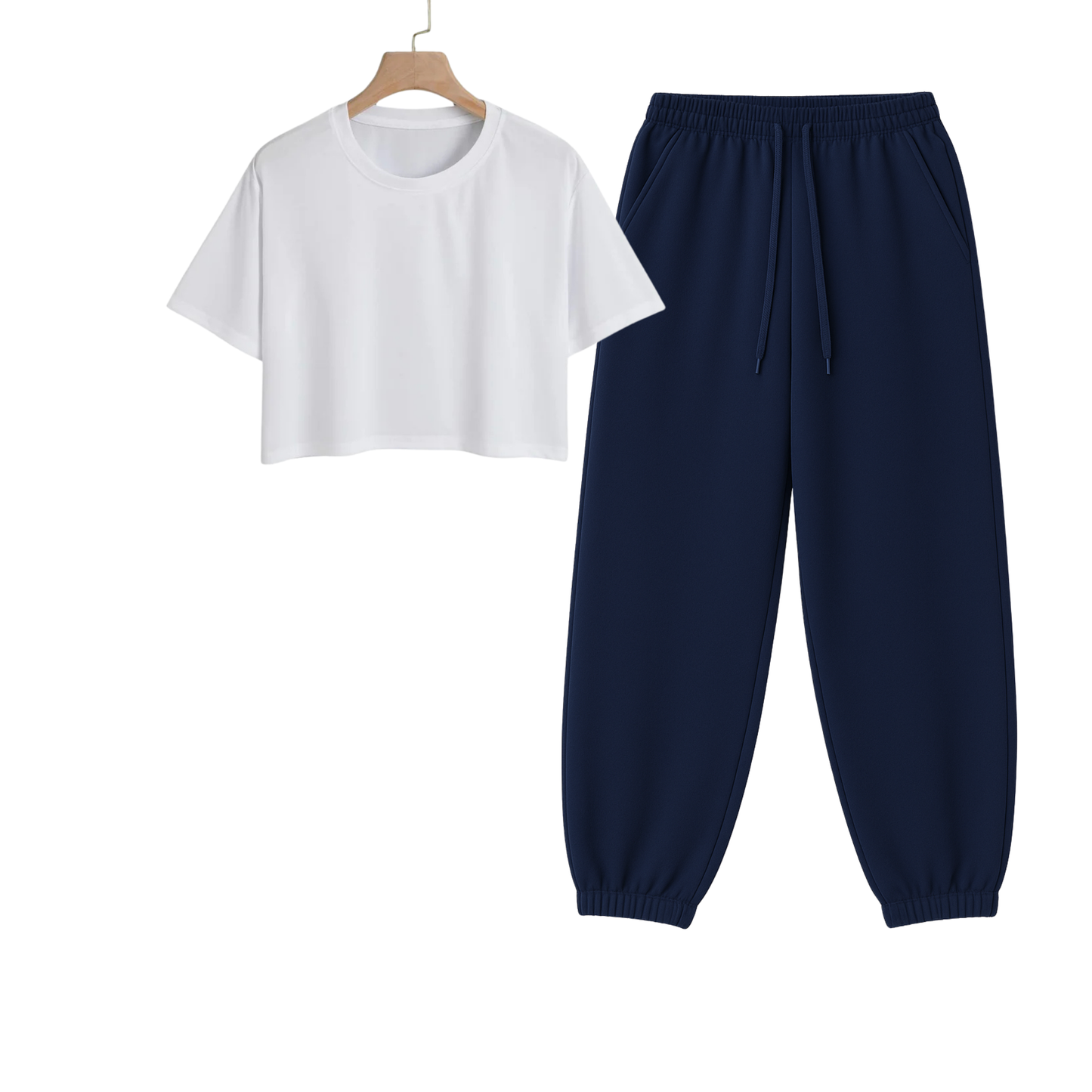 Crop Tee With Navyblue Sweatpant