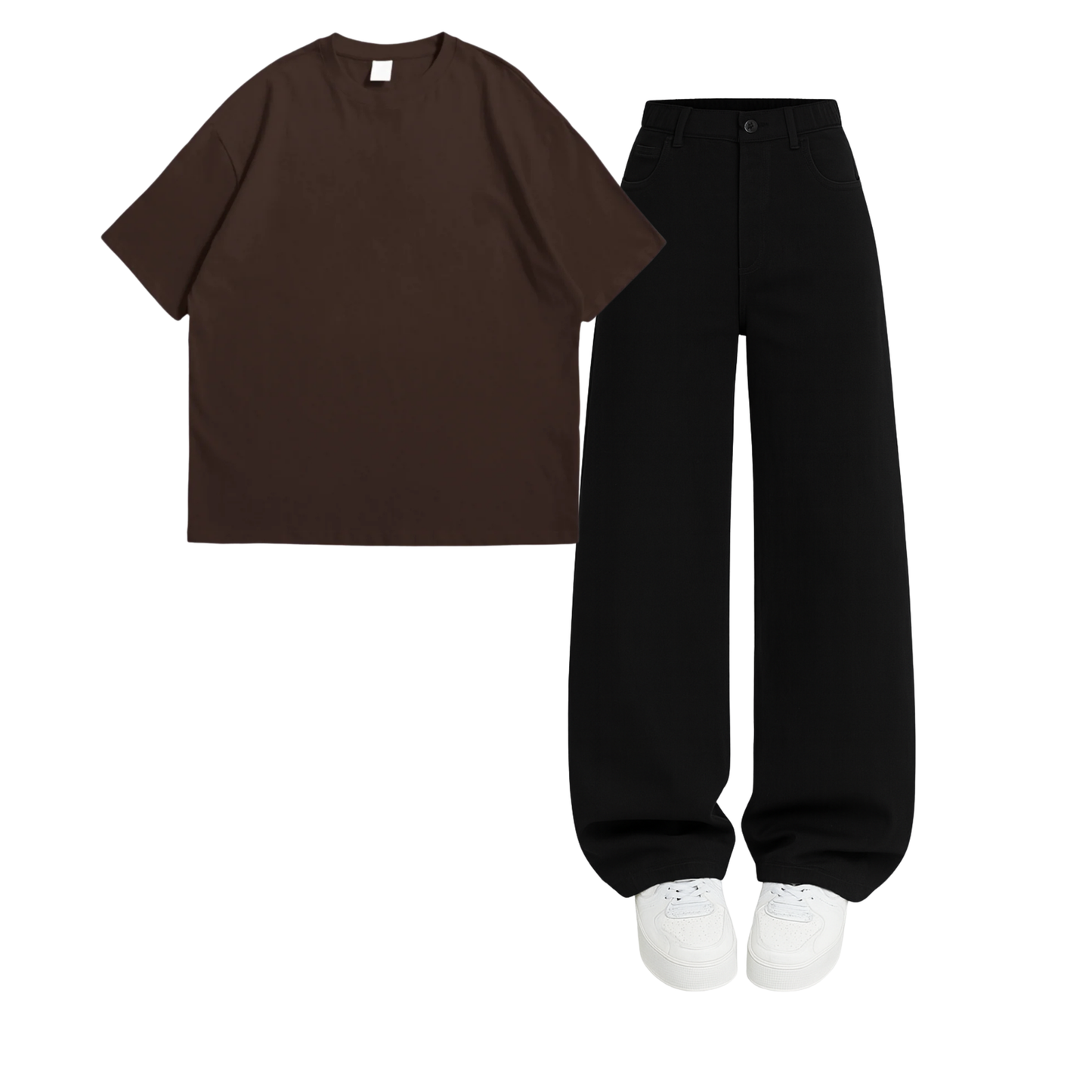 Oversized Drop Shoulder Tee With Black Wide Leg Jeans