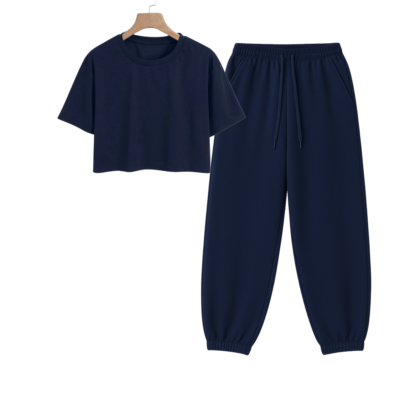 Crop Tee With Navyblue Sweatpant