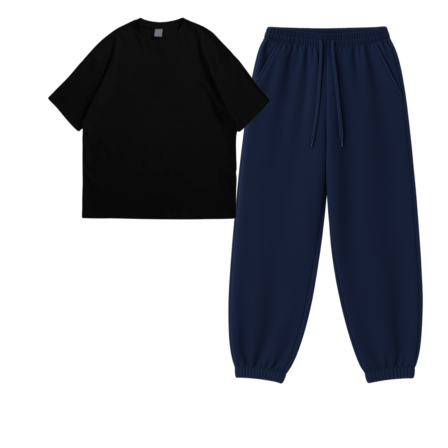Oversized Drop Shoulder Tee With Navyblue Sweatpant