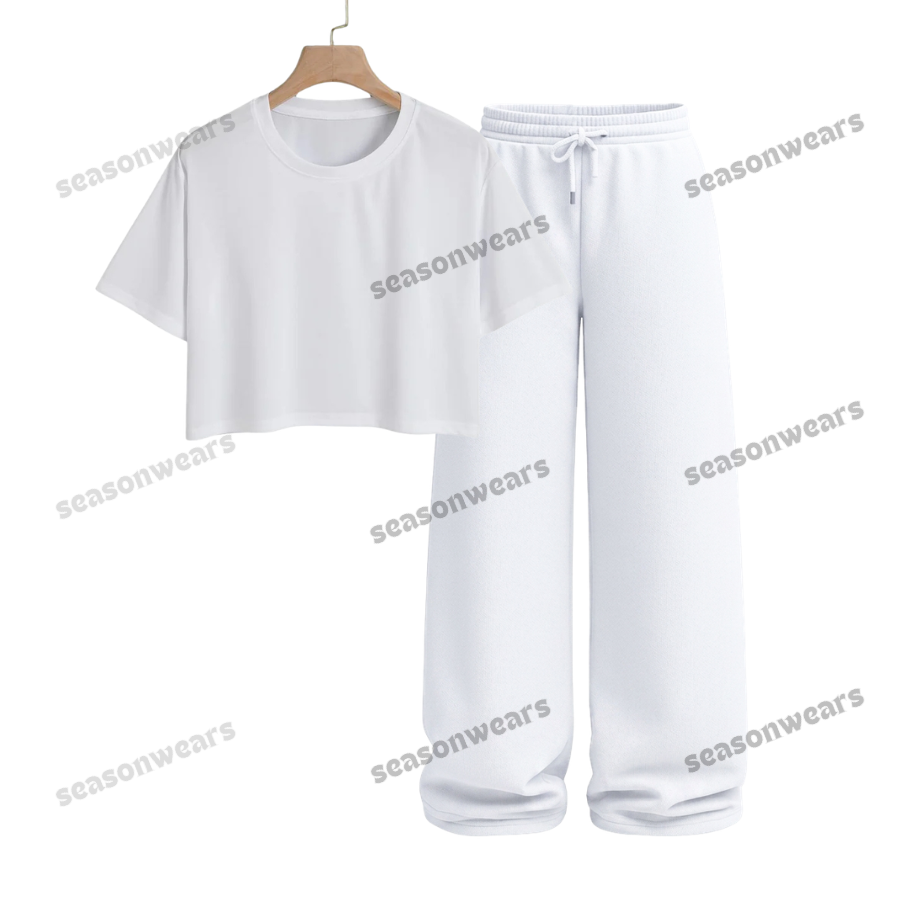 Crop Tee With White Wide Leg Trouser
