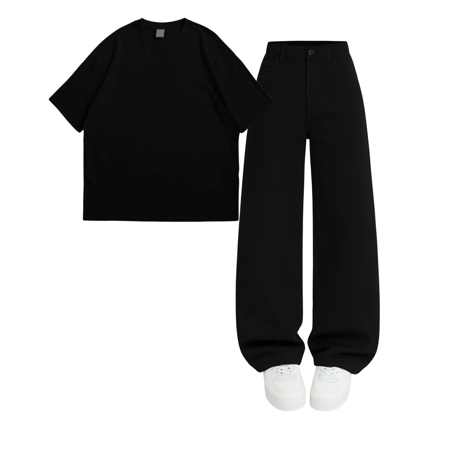 Oversized Drop Shoulder Tee With Black Wide Leg Jeans