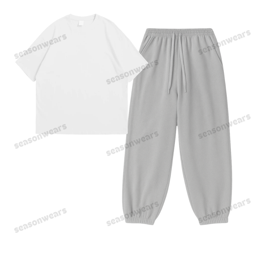 Oversized Drop Shoulder Tee With Lightgrey Sweatpant