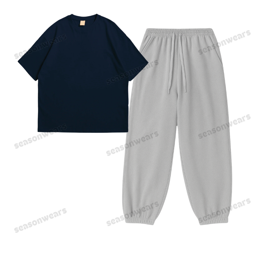 Oversized Drop Shoulder Tee With Lightgrey Sweatpant