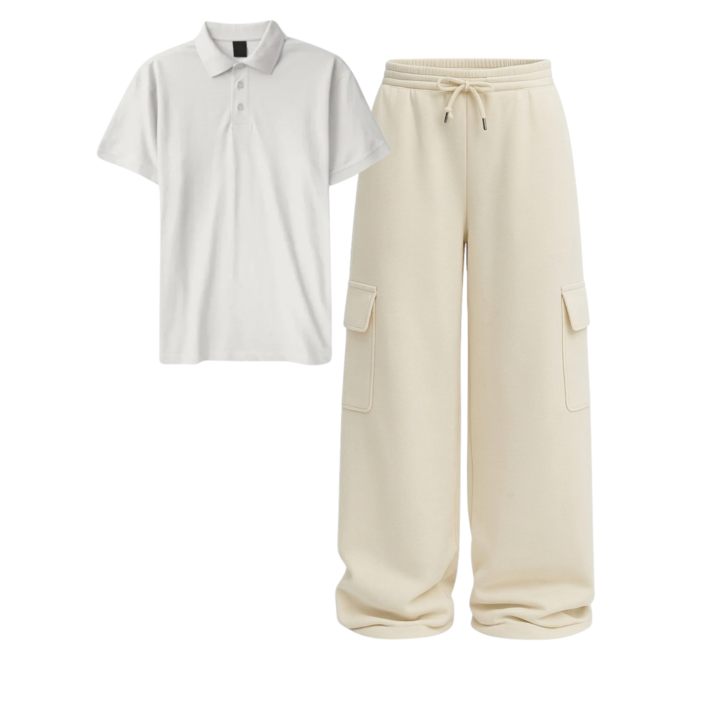 Polo With Cream Wide Leg Cargo