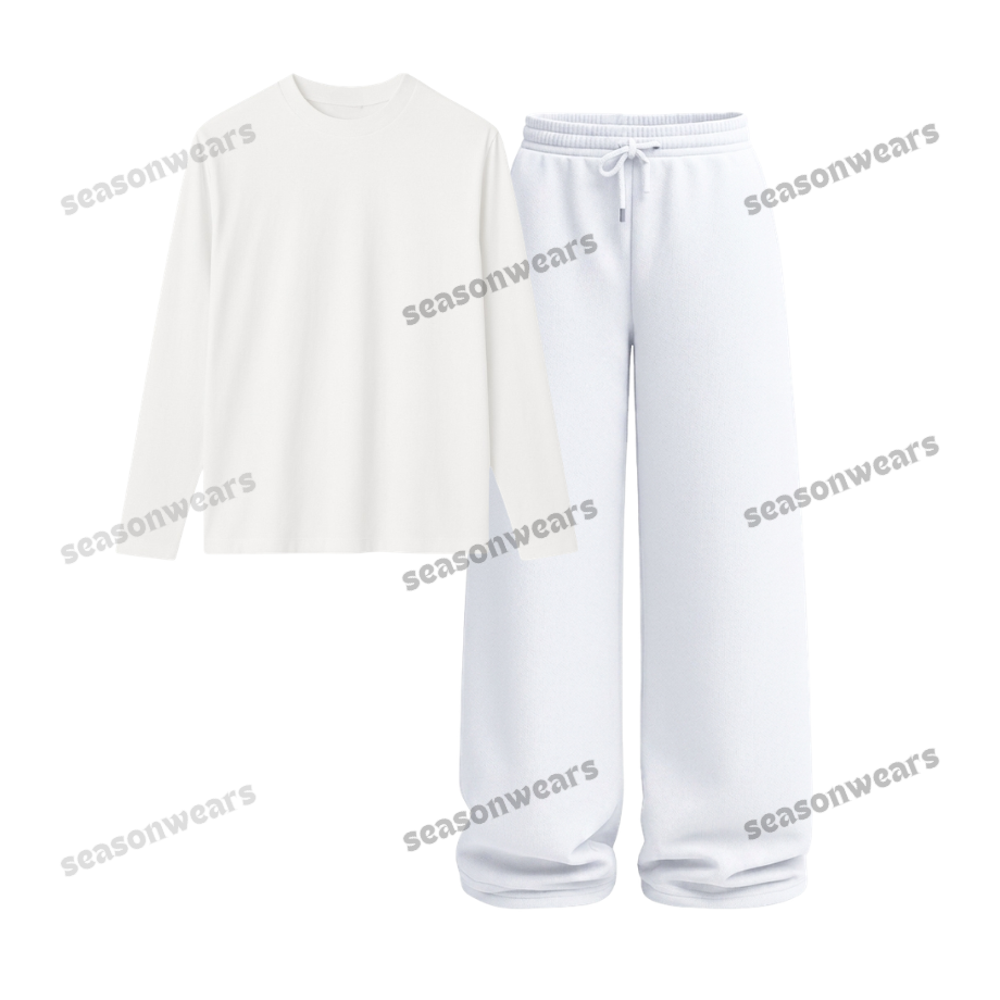 Full Sleeves Tee With White Wide Leg Trouser