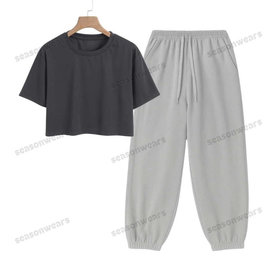 Crop Tee With Lightgrey Sweatpant