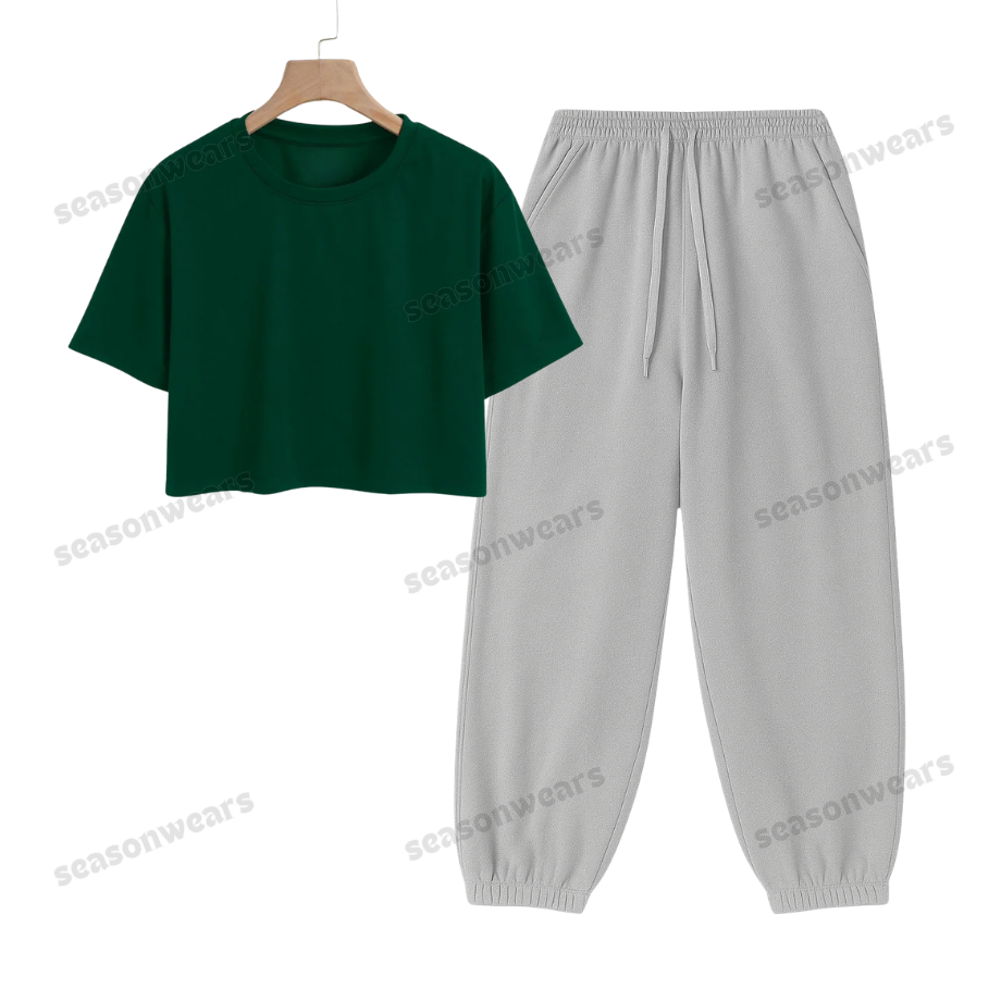 Crop Tee With Lightgrey Sweatpant