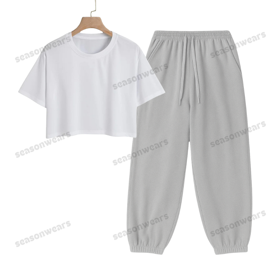 Crop Tee With Lightgrey Sweatpant