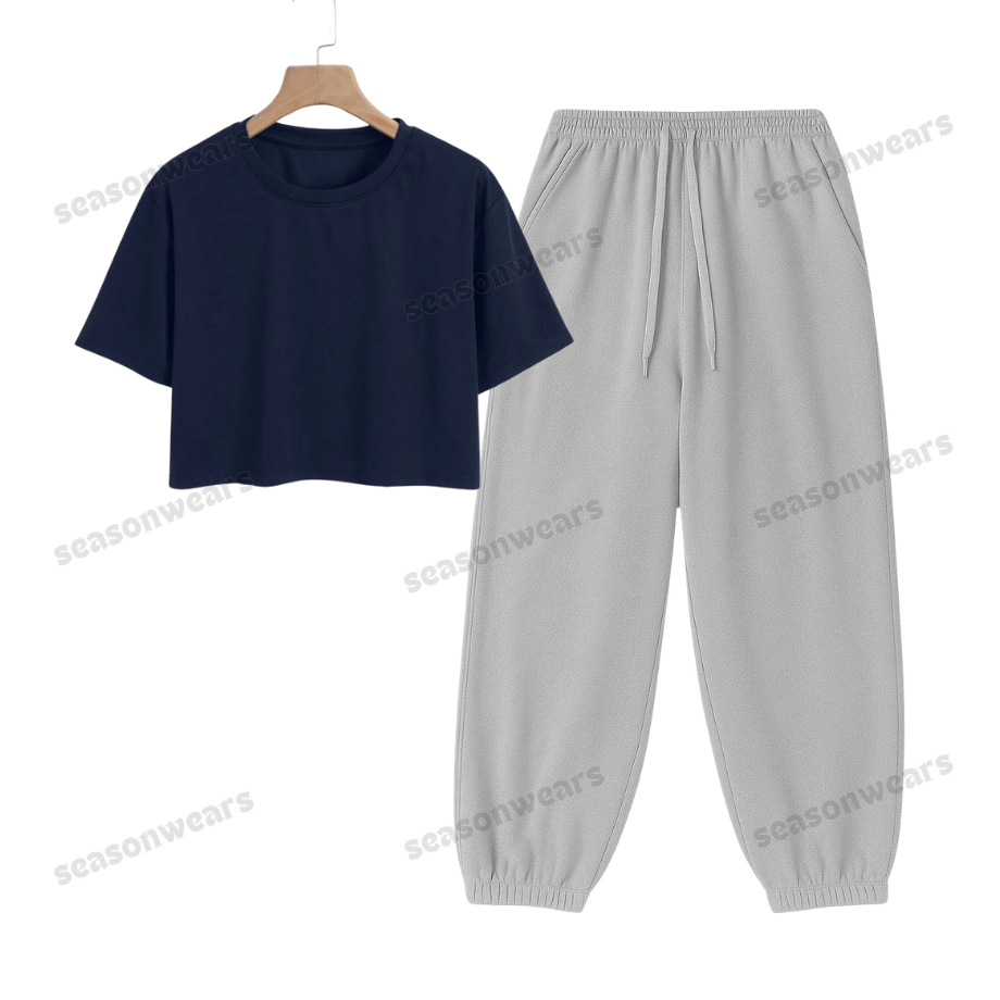 Crop Tee With Lightgrey Sweatpant