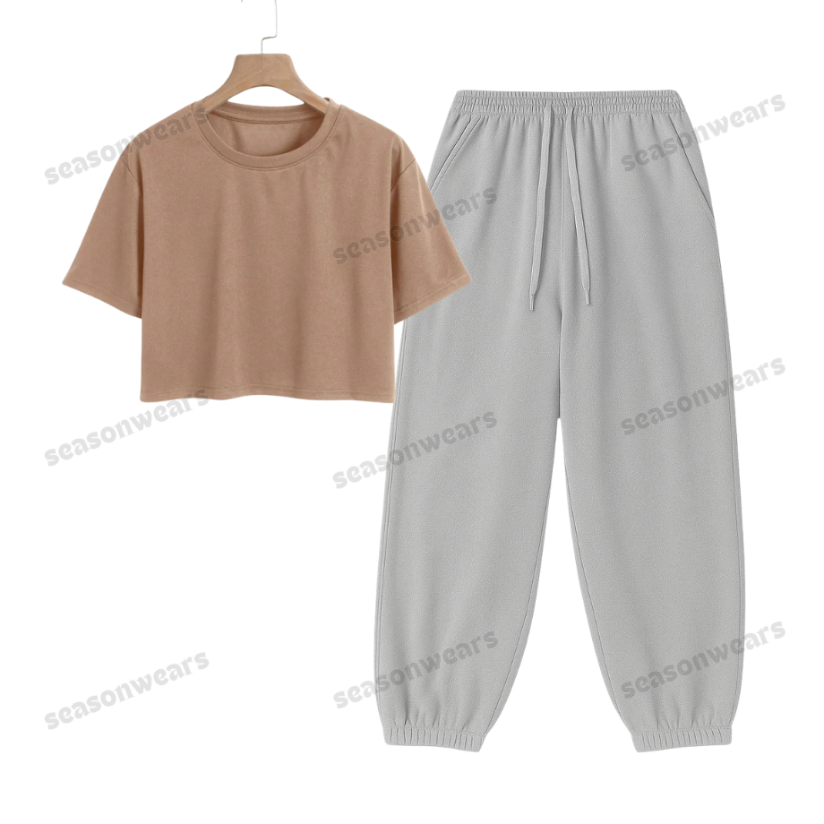 Crop Tee With Lightgrey Sweatpant