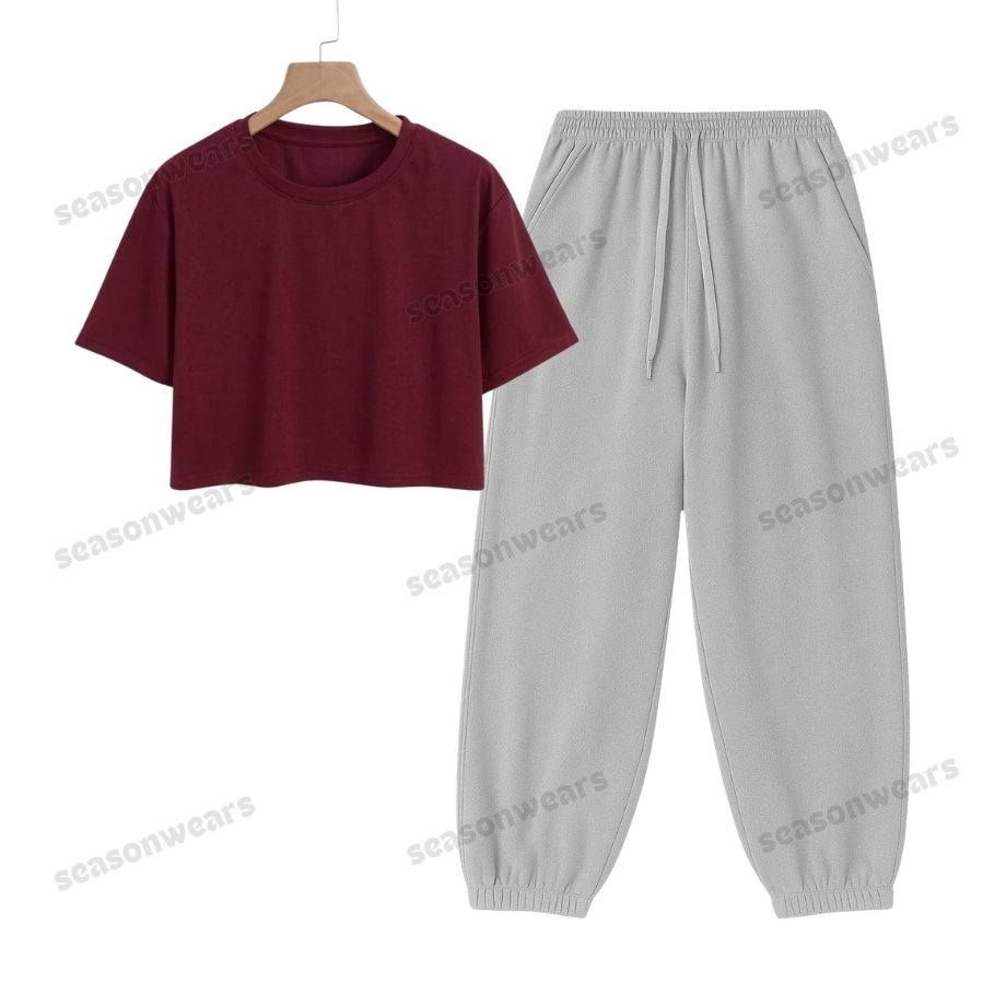 Crop Tee With Lightgrey Sweatpant