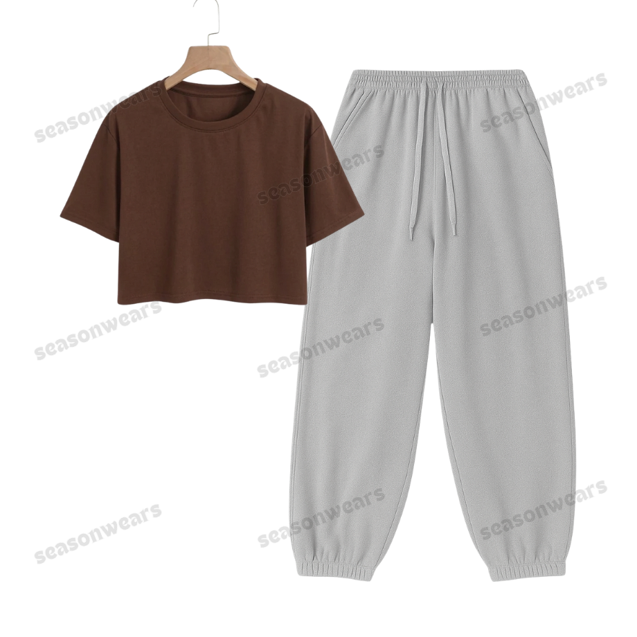 Crop Tee With Lightgrey Sweatpant