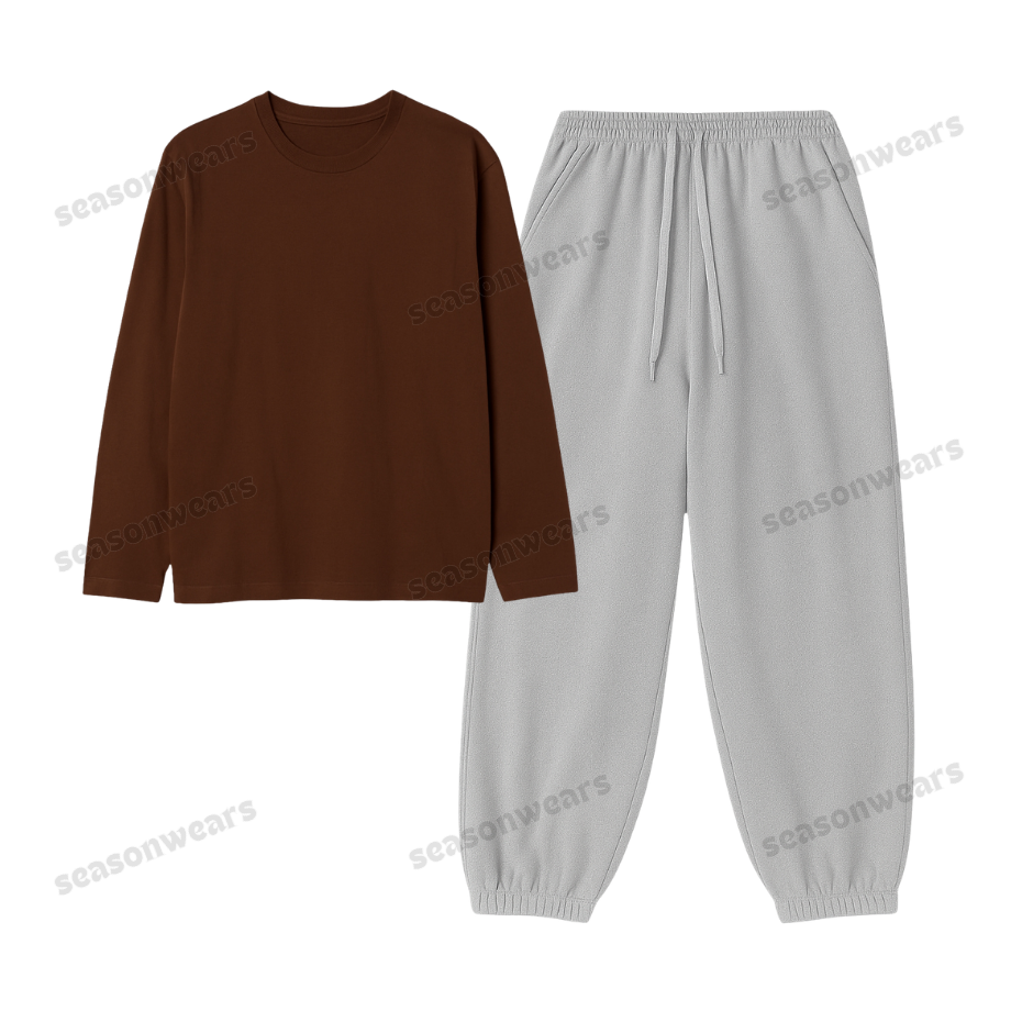 Full Sleeves Tee With Lightgrey Sweatpant