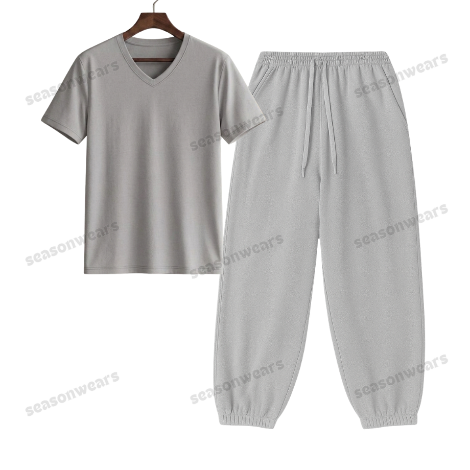 V-Neck Tee With Lightgrey Sweatpant