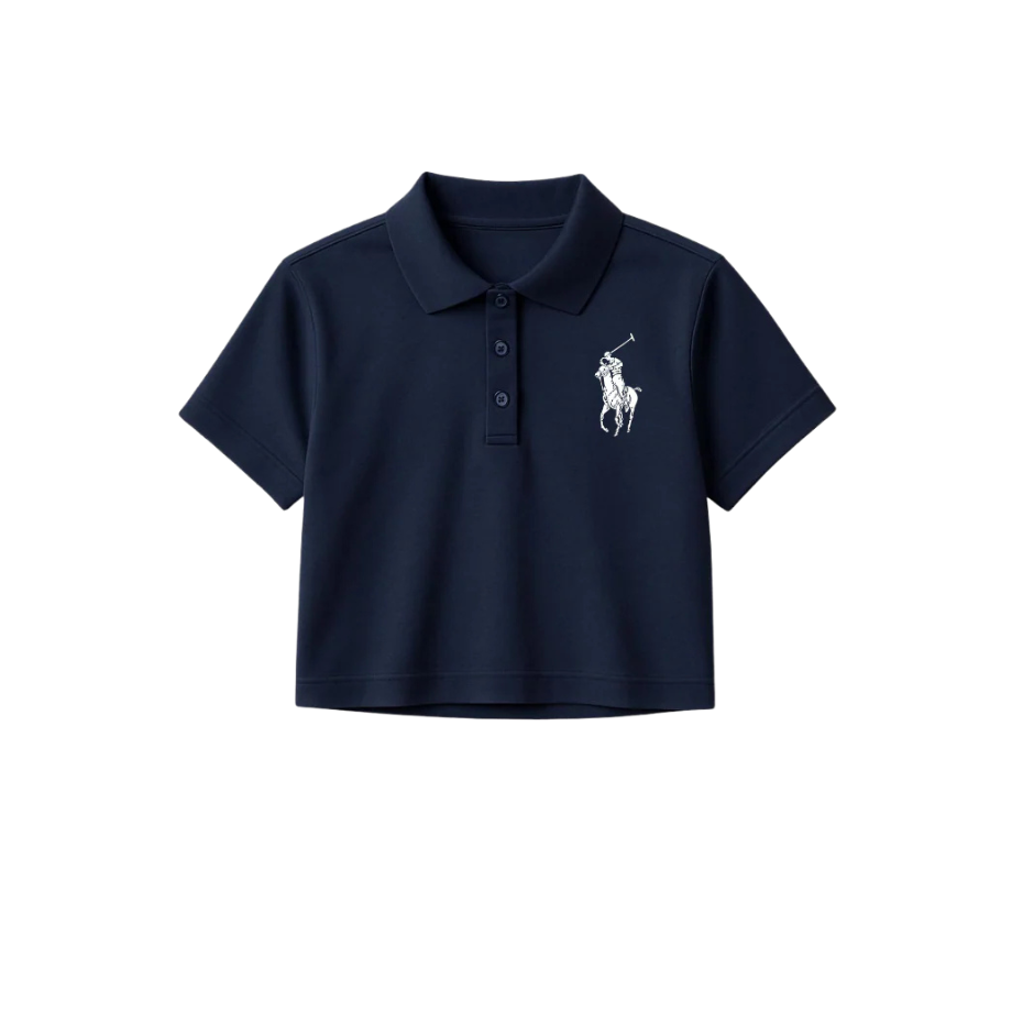 Crop Polo With Polo Print