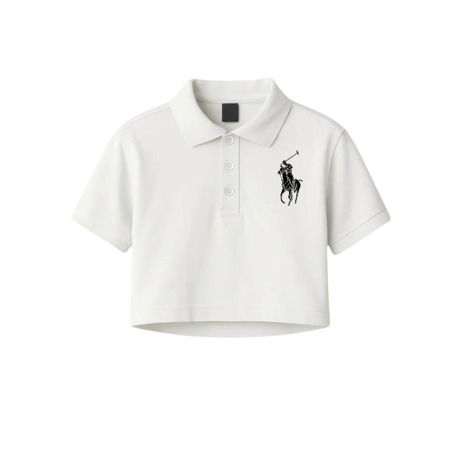 Crop Polo With Polo Print