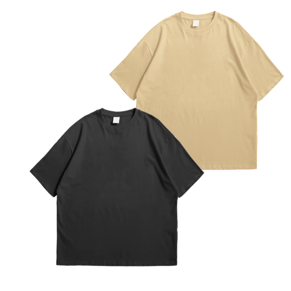 Pack Of 2 Oversized Drop Shoulder Tees