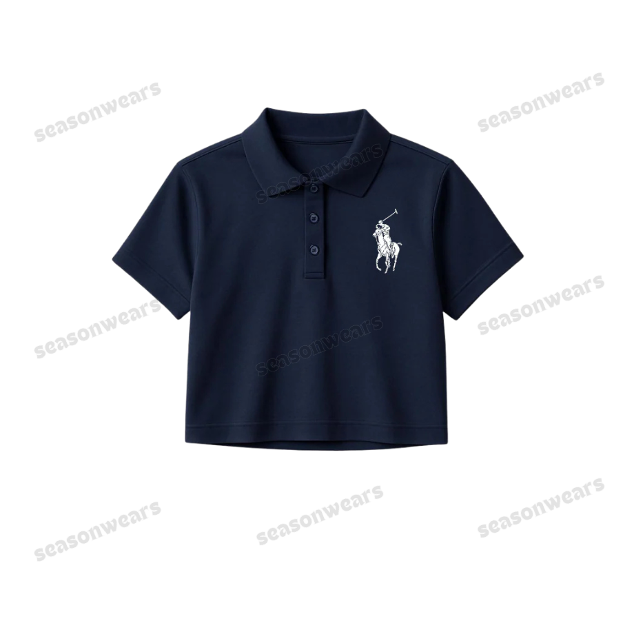 Crop Polo With Polo Print