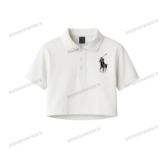 Crop Polo With Polo Print