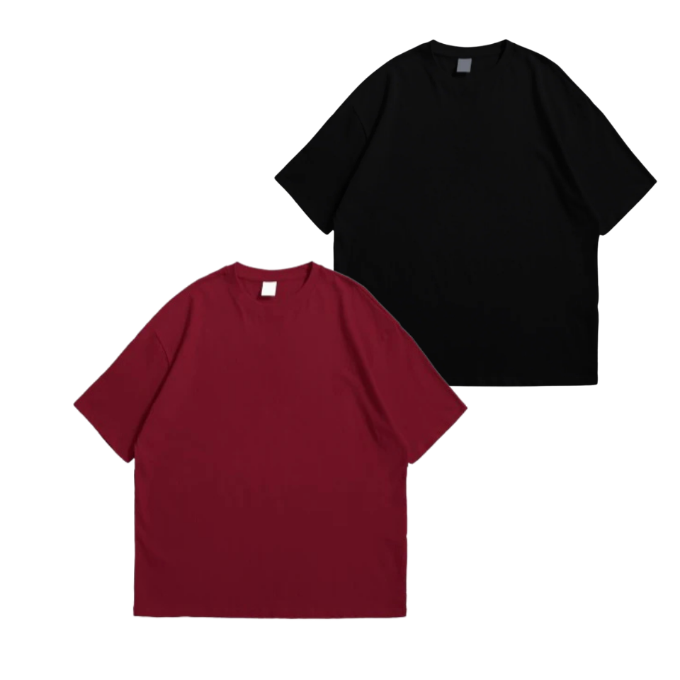 Pack Of 2 Oversized Drop Shoulder Tees