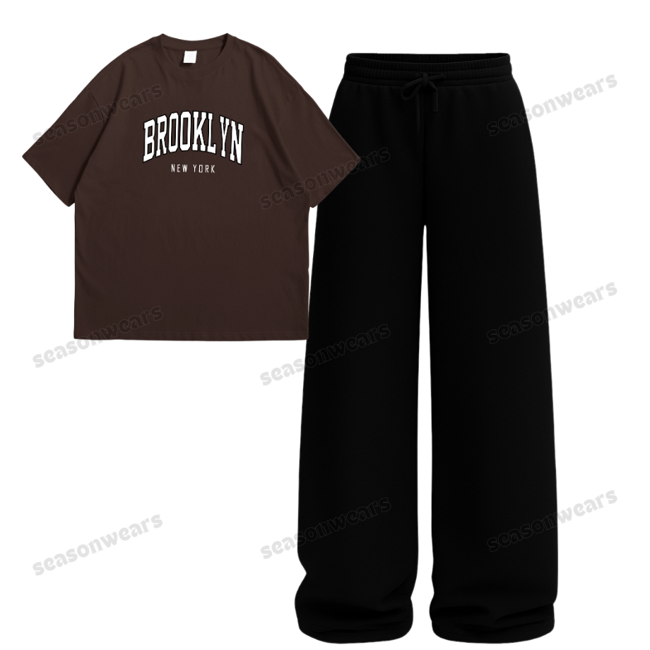 Brooklyn Oversize Tee With Black Straight Leg Trouser