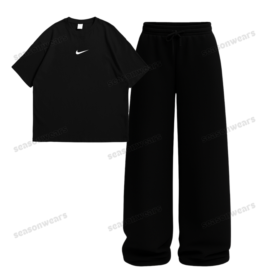 Strikn Oversize Tee With Black Straight Leg Trouser
