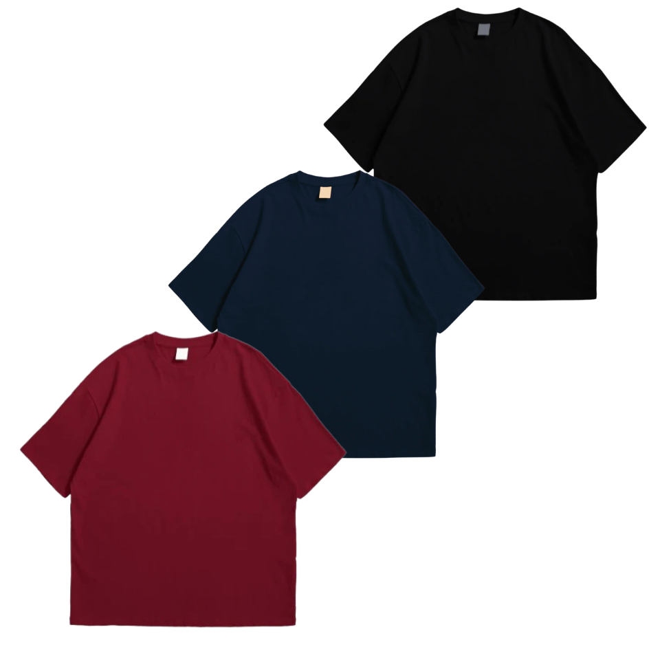 Pack Of 3 Oversized Drop Shoulder Tees