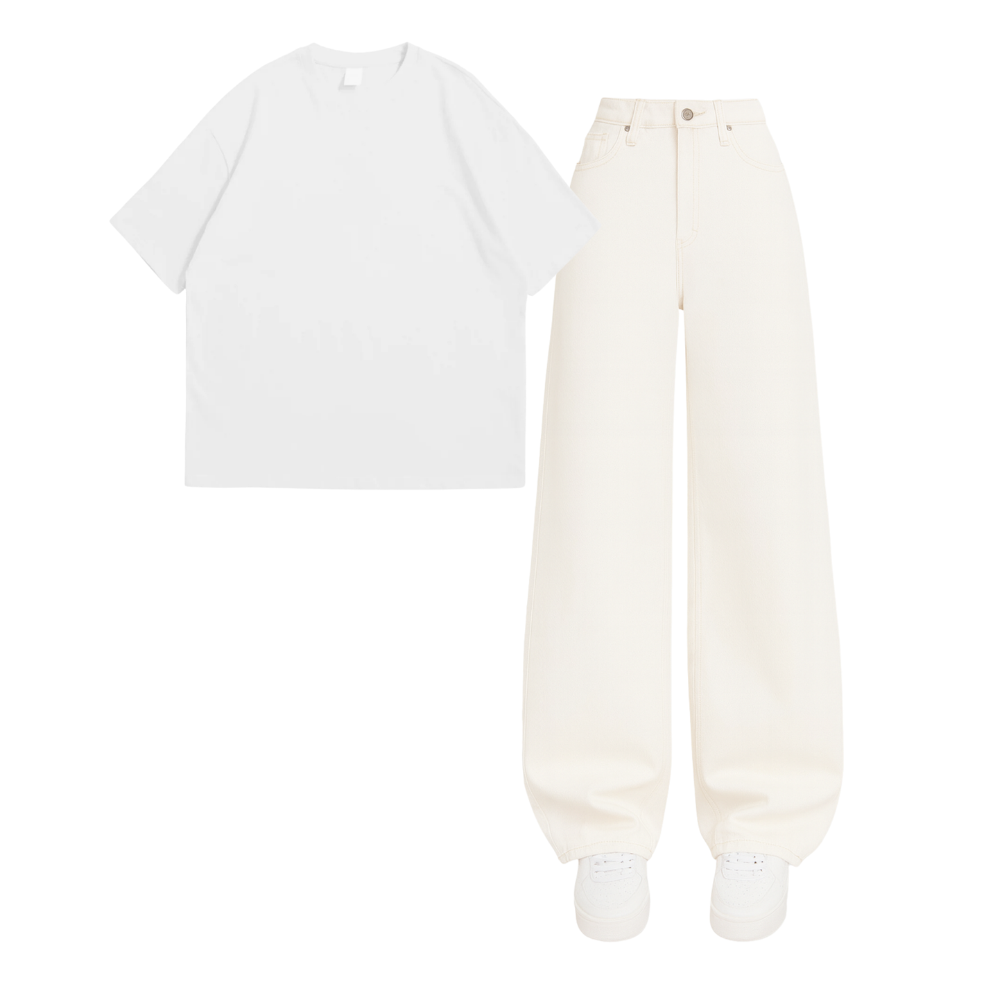 Oversized Drop Shoulder Tee With White Wide Leg Jeans