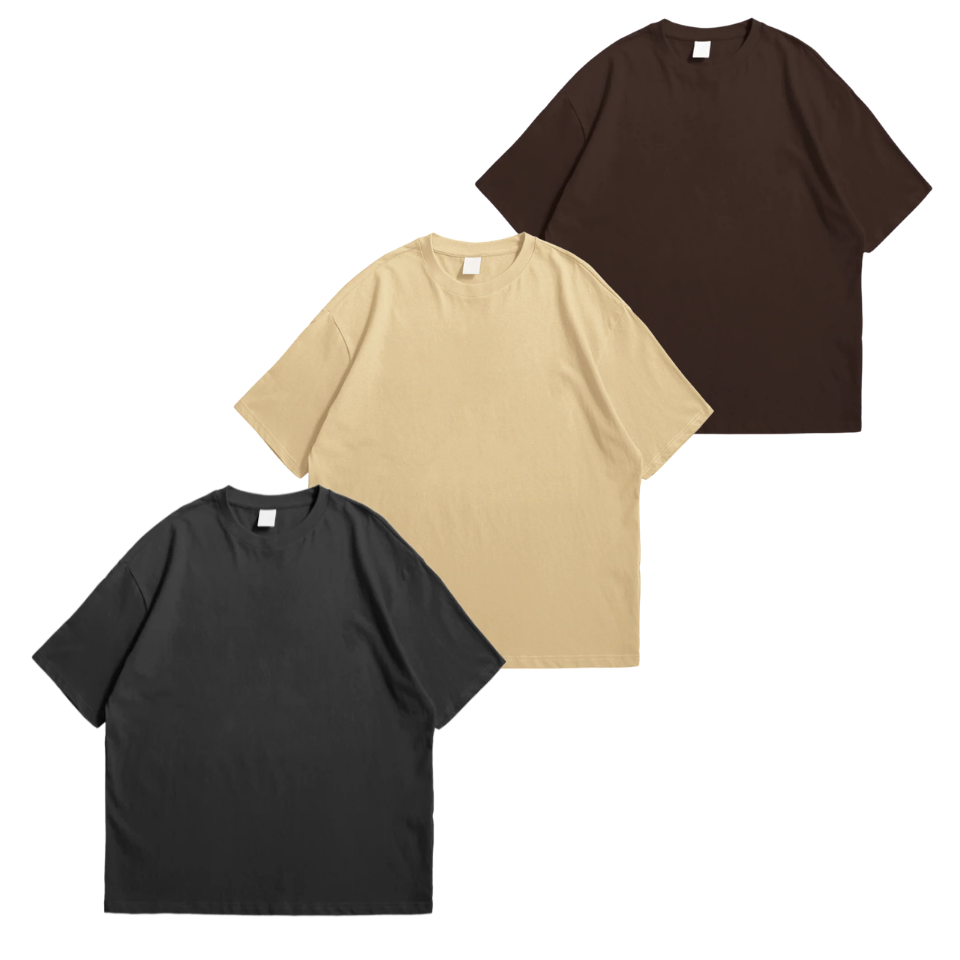 Pack Of 3 Oversized Drop Shoulder Tees